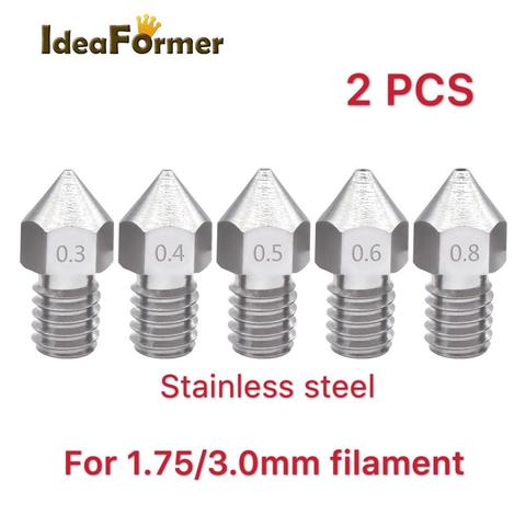 2pcs MK8 stainless steel M6 Threaded Nozzle 0.2/0.3/0.4/0.5/0.6/0.8mm For 1.75mm/3.0mm Fliament 3D Printer Extruder Print Head ► Photo 1/6