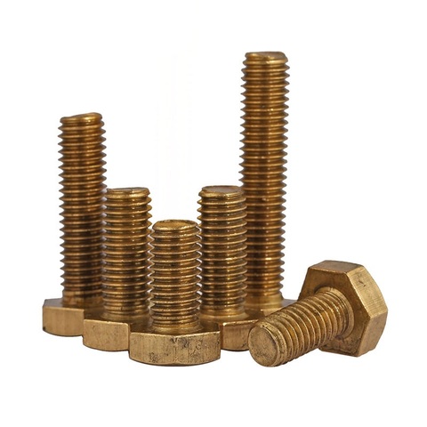 M4 M5 M6 M8 Metric Threaded DIN933 External Hex head  Brass screw Outer  six corner bolts Hexagon bronze  not copper  screws ► Photo 1/2