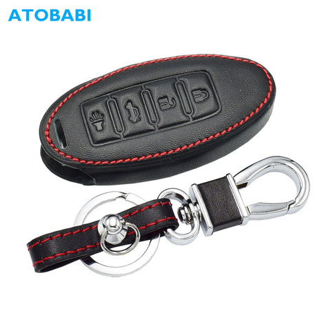 Leather Car Key Case Remote Protect Cover Keys Bag For Nissan Versa Maxima Altima Rogue Armada Sentra Murano Infiniti FX35 QX60 ► Photo 1/6