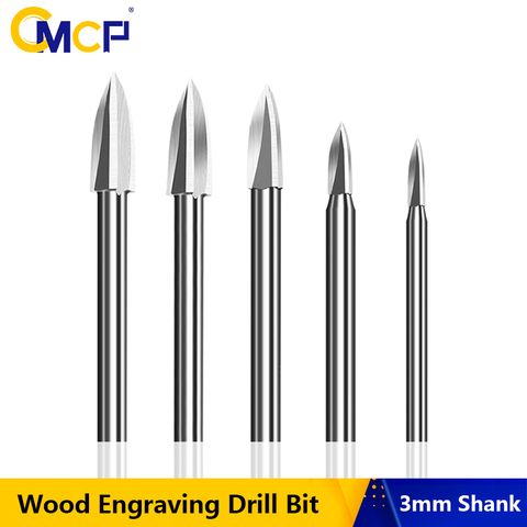 CMCP 3mm Shank Wood Carving Engraving Drill Bit 3-8mm Milling Cutters 3 Flutes White Steel Sharp Edges Woodworking Tools ► Photo 1/6