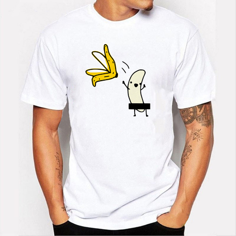 Men's Banana Disrobe Funny Design Print T-shirt Summer Humor Joke Hipster T-Shirt White Casual T Shirts Outfits Streetwear ► Photo 1/6