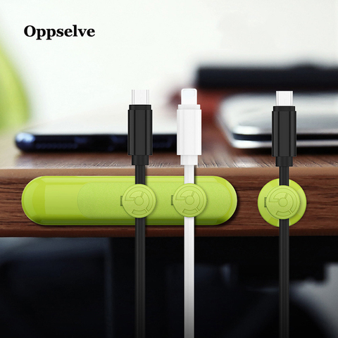 Oppselve Magnet Desktop Line Clip Tidy Mobile Phone Wire Management Data Charging Cable Organizer Holder Silicone Cable Winder ► Photo 1/6