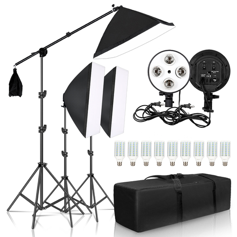 Softbox Photography Lighting Kit 50x70CM Professional Continuous Studio Lighting Equipment with Boom Arm Hairlight and Carry Bag ► Photo 1/6