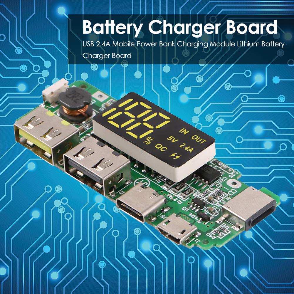 Lithium ion Battery Charger Module Boost Board 5V 2A Dual USB LCD all-in-one New 