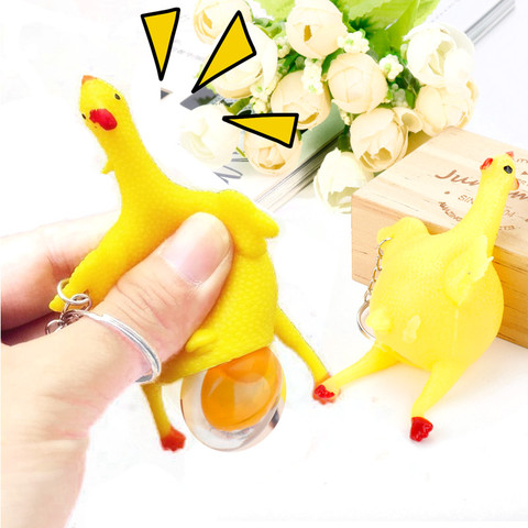 Funny Trinket Spoof Tricky Toy Chicken Egg Laying Hens Keychain Backpack Bags Key Ring Creative Gifts ► Photo 1/6
