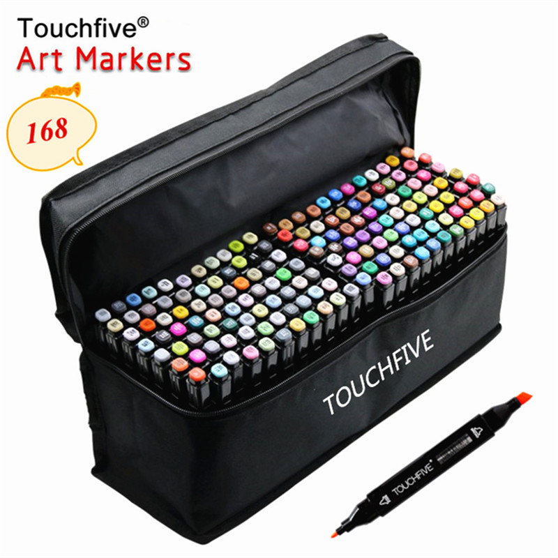 TOUCHFIVE 168/120/80 Colors Single Art Markers Brush Pen Sketch Alcohol  Based Markers Dual Head Manga Drawing Pens Art Supplies