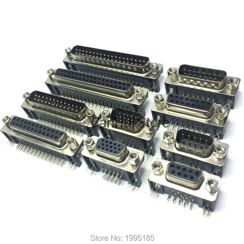 5PCS DR9 / 15 / 25 / 37 DB male / female welding plate plug 90 degree bent foot / pin serial port VGA socket ► Photo 1/6