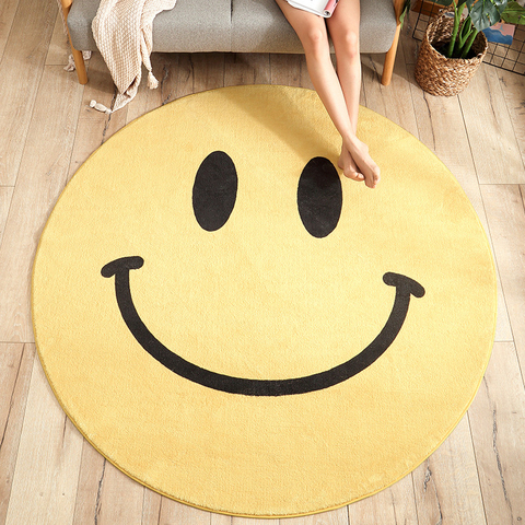 Smile Face Round Carpet Cartoon Soft Living Room Bedroom Rug Kids Room Children Anit-Slip Floor Mats ► Photo 1/6