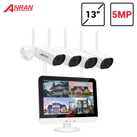 ANRAN 5MP H.265+ Ultra HD Video Security System Waterproof Outdoor Wireless IP Cameras Plug & Play NVR Kit Night Vision Free APP ► Photo 1/6