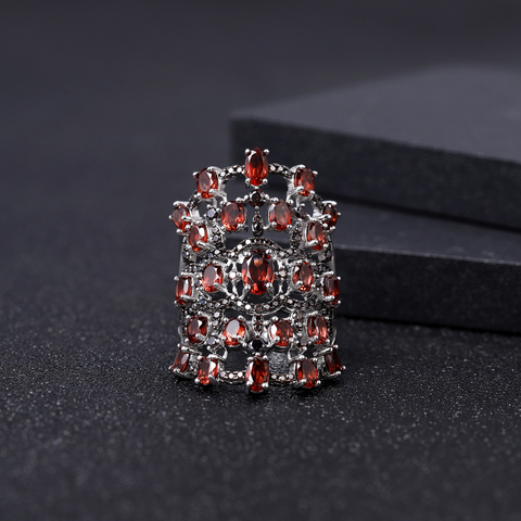 GEM'S BALLET 8.37Ct Natural Red Garnet Rings 925 Sterling Silver Luxury Gemstone Ring For Women Anniversary Fine Jewelry ► Photo 1/6