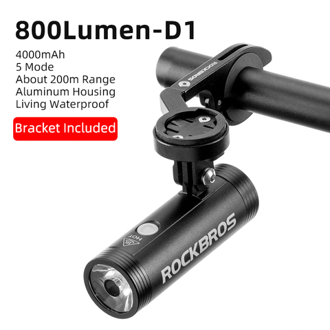 ROCKBROS Front Bicycle Light 400/800Lumen Bike Handlebar Light 2000/4000mAh IPX6 LED Cycle Headlight Lamp Road MTB Flashlight ► Photo 1/6