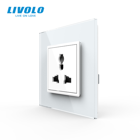 Livolo UK standard Power Socket, 16A current, Luxury 3colors crystal glass panel, Multi-function socket function key ► Photo 1/6