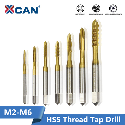 XCAN 1pc M2/M2.5/M3/M3.5/M4/M5/M6 Titanium Coated Hand Tap HSS Metric Straight Flute Thread Screw Tap ► Photo 1/6