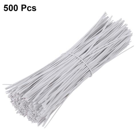 500pcs 15cm Plastic Coated Iron Wire Twist Ties Cable Wrap Organizer Ties (White) ► Photo 1/6