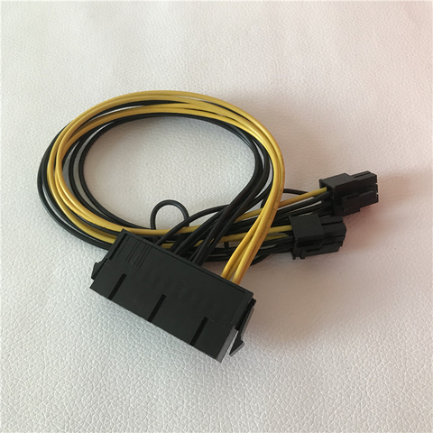 PC PSU ATX 24-pin female to dual PCI-E 6-pin male converter adapter GPU power cable cord 18AWG 30cm jumper starter ► Photo 1/4