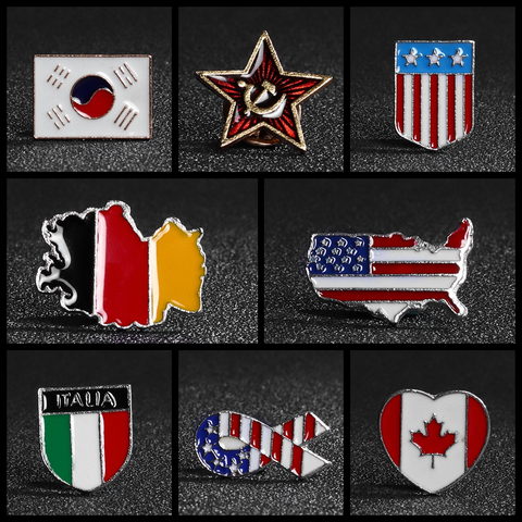 World flag series United States, Korea, Italy, Germany, Canada countries flag badge Brooch, wholesale Clothing Accessories ► Photo 1/6