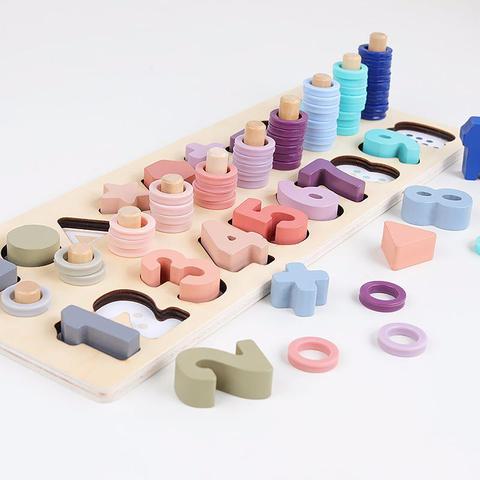 Preschool Wooden Montessori Toys Geometric Shape Cognition Match Baby Education Teaching Aids Busy Board Math Toys For Children ► Photo 1/6