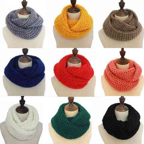 Winter Scarf For Women Men Knitted Warm Scarves Unisex Solid Color O Ring Neck Collar Soft Snood Scarf ► Photo 1/6