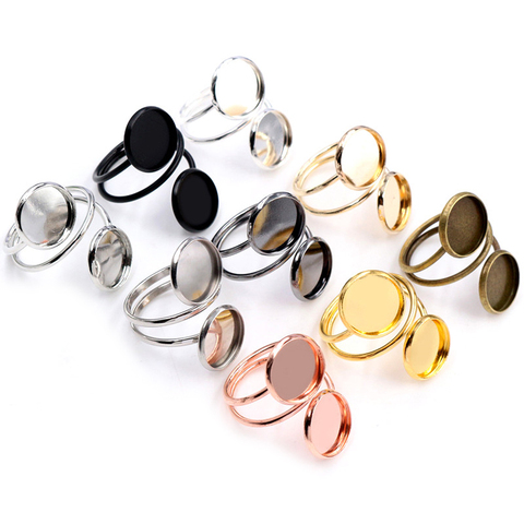 12mm 5pcs Silver Plated Gold Stainless Steel Adjustable Ring Settings Blank/ Base,Fit 12mm Glass Cabochons,Buttons;Ring Bezels - Price history & Review, AliExpress Seller - Cabochon Store