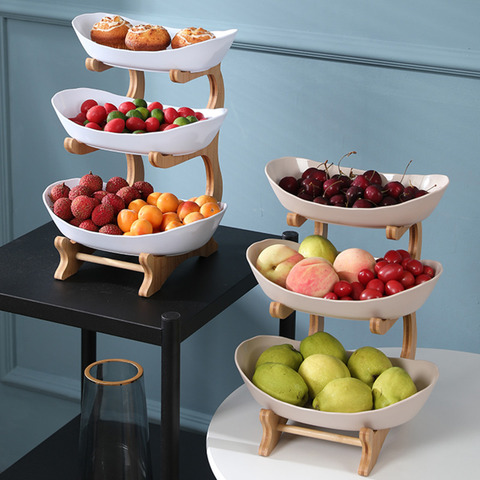 Plastic Fruit Plate Living Room Home Three-layer Fruit Plate Snack Plate Creative Modern Dried Fruit Fruit Basket Candy Dish ► Photo 1/6