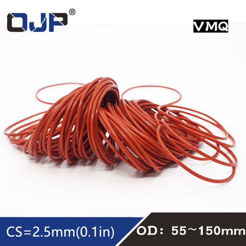 Red Silicon Ring Silicone/VMQ O ring OD55/60/65/70/75/80/85/90/95/100/150*2.5mm Thickness Rubber O-Ring Seal VMQ Gaskets Washer ► Photo 1/6