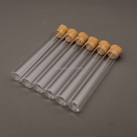 50pcs/lot Lab 13x100mm Flat bottom Clear Glass Test Tube With Cork Wooden Stoppers for School Laboratory experiment ► Photo 1/6