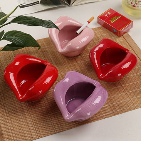 Cute Cartoon Ashtray Lips Ceramic Ashtray Creative Flower Pot Trendy Mouth Fashion Home Mini Send Boyfriend Gift ► Photo 1/5
