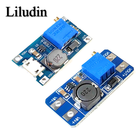 MT3608 DC-DC Adjustable Boost Module 2A Boost Plate Step Up Module with MICRO USB 2V-24V to 5V 9V 12V 28V ► Photo 1/6