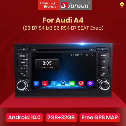 Junsun Android 10.0 DSP 2 din Car Radio Multimedia Video Player For Audi A4 B6 S4 RS4 B7 SEAT Exeo Navigation GPS 2din DVD ► Photo 1/5