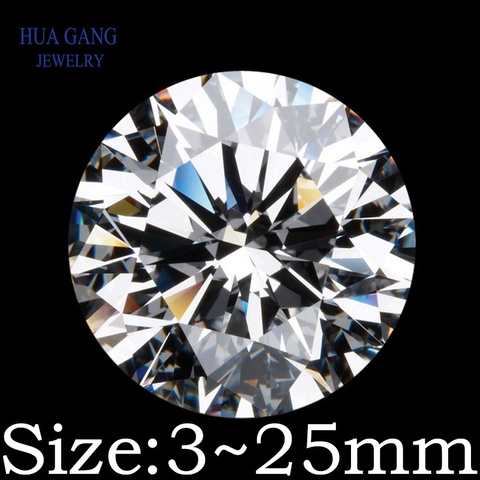 100PCS Size 3.0~25mm 5A White Loose Cubic Zirconia Bead Stones Round Cut Loose CZ Stone Synthetic Gems For Jewelry Making ► Photo 1/6