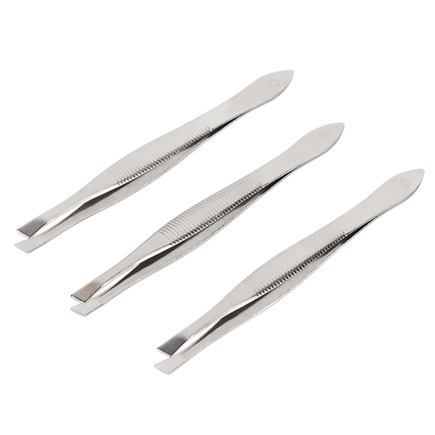 2pcs Portable Eyebrow Tweezer Eyebrow Trimmer Shaper Stainless Steel Facial Hair Remover Puller Slanted Tip Makeup Beauty Tools ► Photo 1/6