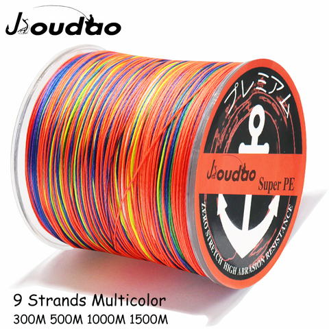 Jioudao Fishing Line W9 300M 500M 1000M 1500M 9 Strands Multicolor Braided Fishing Line Multifilament PE Line 20LB-200LB ► Photo 1/6