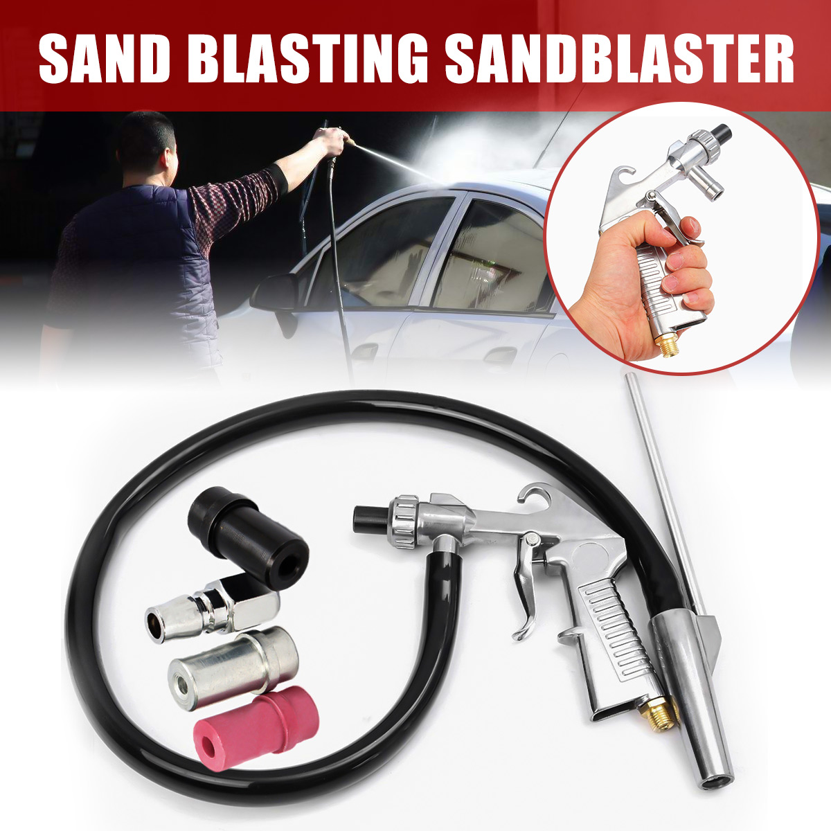 7Pcs Abrasive  Sand Blasting Gu n kit 1 ceramic nozzle 1 steel nozzle 1 Sand Suction Pipe Industrial Sandblaster Gu n ► Photo 1/6