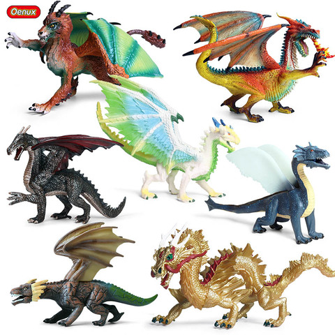 Oenux Original Genuin Savage Flying Magic Dragon Dinosaurs Action Figures Chinese Dragon Animals Model PVC Collection Kids Toy ► Photo 1/6