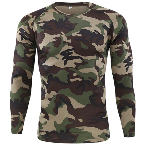 New Long Sleeve T shirts Men Outdoor Tactical Military Camouflage T-shirt Quick Dry Camo Tshirt Hunting Hiking Camping Tee Shirt ► Photo 1/6