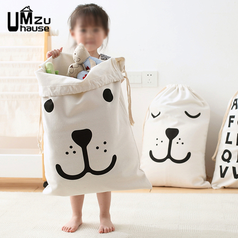 Smile Bears Letter Clothes Quilt Toys Large Laundry Baskets Bundle Pocket Organizers Cotton Linen Storage Bags Home Organization ► Photo 1/6