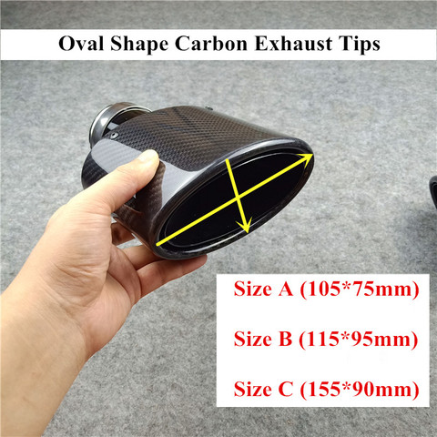 Car styling Oval Slanted Carbon black Exhaust Tips Glossy muffler Exhaust tip For Akrapovic Carbon muffler pipes Tailpipe trims ► Photo 1/6