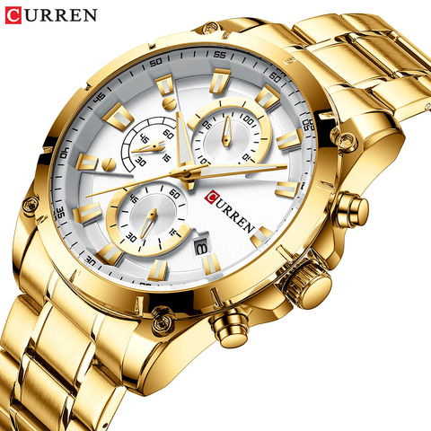 Gold Watches Men's Luxury Top Brand CURREN Quartz Wristwatch Fashion Sport and Causal Business Watch Male Clock Reloj Hombres ► Photo 1/6