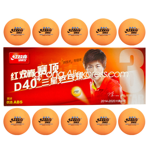 DHS 3-Star Table Tennis Ball D40+ Orange Plastic Poly Original DHS 3 STAR Yellow Ping Pong Balls ► Photo 1/5