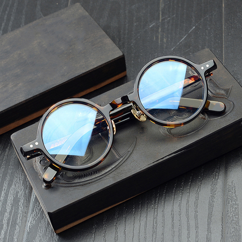 Acetate Transparent Clear Glasses Men Women Vintage Small Round Glasses Frame Optical Myopia Eyeglasses Frames Eyewear Oculos ► Photo 1/6