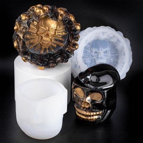 Skull Ashtray Storage Box Silicone Mold for DIY Uv Expoy Making Finding Accessories Jewelry for Resin ► Photo 1/6