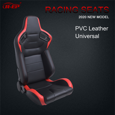 R-EP Adjustable Racing Seat Universal for Sport Car Simulator Bucket Seats Black-Red PVC Leather  XH-1054-BR ► Photo 1/6