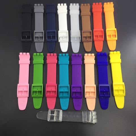 band for Swatch Watch 16mm 17mm 19mm 20mm Bracelet Strap Band Accessories Colorful Soft Silicone Watchband for Swatch ► Photo 1/6