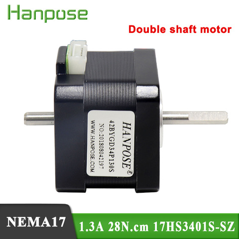 1pcs NEMA17 Double shaft motor 4-lead  42BYGH34 1.3A 28N.cm 17HS3401S-SZ two bearing motor for 3D Medical machinery accessories ► Photo 1/6