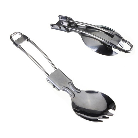 Picnic camp travel flatware cutlery tableware cookware outdoor utensil fold spoon portable stainless steel Spork fork  backpack ► Photo 1/1