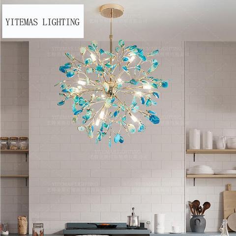 Globe/Gold/modern LED chandelier agate blue/green/purple/pink agate chandelier for bedroom/living room/kitchen/dining room/foyer ► Photo 1/6