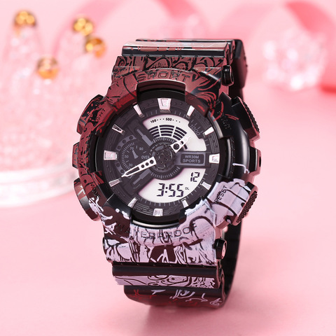 UTHAI Kids Watch Creative Animation Graffiti Sports And Leisure Watch One-Piece Dual Movement Digital Automatic Electronic Watch ► Photo 1/5