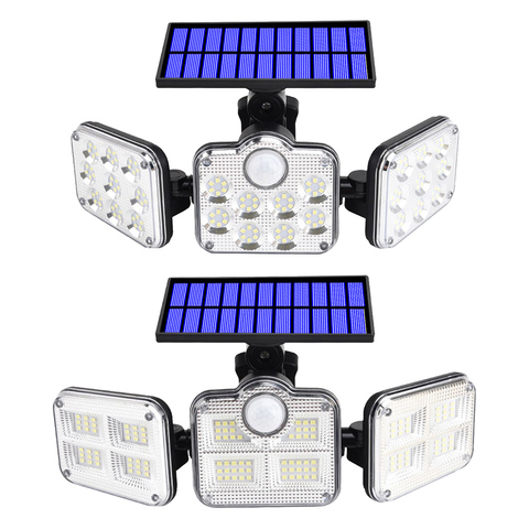 145/122LEDs Solar Lights Outdoor 3 Head Motion Sensor Wide Angle Illumination Super Bright Waterproof Garden Yard Wall Lamp ► Photo 1/1