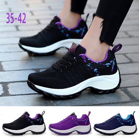 Flarut Women Tennis Shoes Sneakers Basket Femme Thick Bottom Platform Lace-Up Breathable Woman Shoes Ladies Height Wedge Shoes ► Photo 1/6