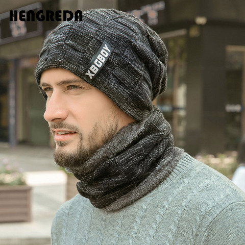 2022 Winter Beanie Hats Scarf Set Warm Knit Hat Skull Cap Neck Warmer with Thick Fleece Lined Winter Hat and Scarf for Men Women ► Photo 1/6